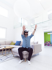 Image showing man using VR-headset glasses of virtual reality