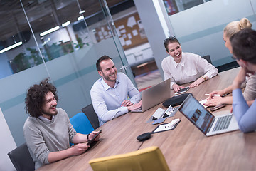 Image showing Startup Business Team At A Meeting at modern office building