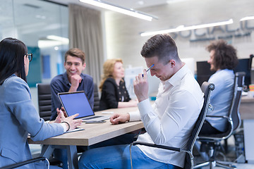 Image showing Startup Business Team At A Meeting at modern office building