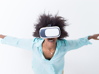 Image showing black girl using VR headset glasses of virtual reality