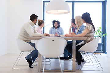 Image showing Startup Business Team At A Meeting at modern office building