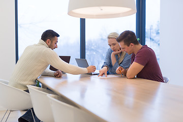 Image showing Startup Business Team At A Meeting at modern office building