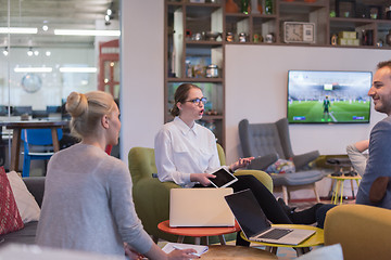 Image showing Startup Business Team At A Meeting at modern office building