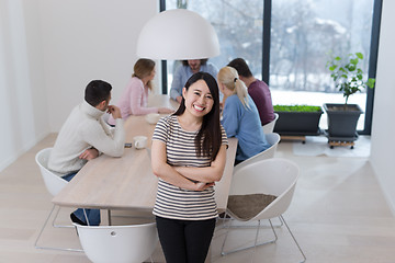 Image showing Startup Business Team At A Meeting at modern office building