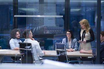 Image showing Startup Business Team At A Meeting at modern office building