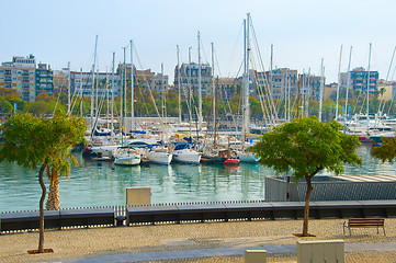 Image showing Barcelona Port Vell marina, Spain