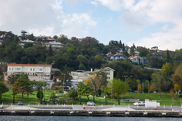 Image showing Landscape panoramic view from the sea to the historical part of Istanbul, Turkey.