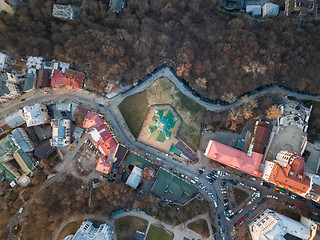 Image showing on top of view of St. Andrew\'s Church or the Cathedral of St. Andrew in sity Kyiv