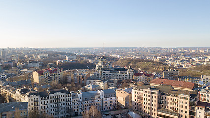 Image showing Vozdvizhenka district in the city Kyiv with aerial drone photography