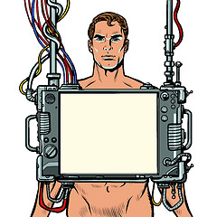 Image showing medical examination of men, internal organ scan screen tool