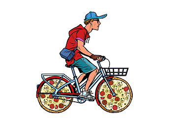 Image showing pizza delivery. bike courier service