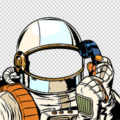 Image showing The astronaut is talking on the phone. empty spacesuit template