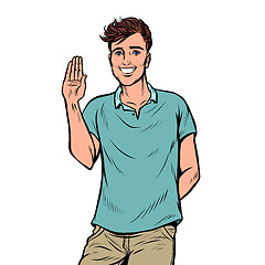 Image showing young man gesture Hello