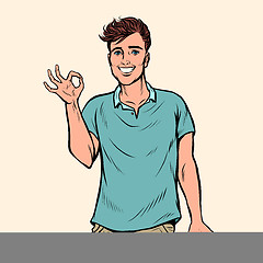 Image showing OK gesture young man