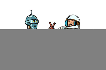 Image showing Robot and astronaut drink beer together