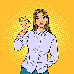 Image showing OK gesture young woman