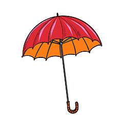 Image showing red umbrella. autumn accessory