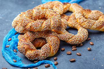 Image showing Traditional Turkish bagels close up.