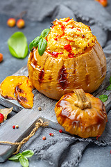 Image showing Delicious pumpkin baked with couscous.