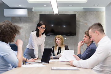 Image showing Startup Business Team At A Meeting at modern office building