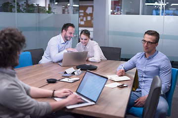 Image showing Startup Business Team At A Meeting at modern office building