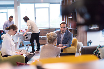 Image showing Startup Business Team At A Meeting at modern office building