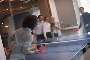 Image showing startup business team playing ping pong tennis