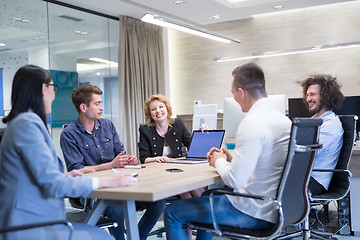 Image showing Startup Business Team At A Meeting at modern office building