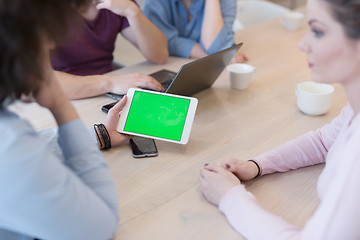 Image showing Startup Business Team At A Meeting at modern office building