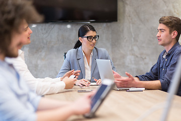 Image showing Startup Business Team At A Meeting at modern office building