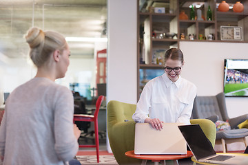 Image showing Startup Business Team At A Meeting at modern office building