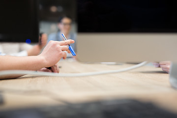 Image showing businessman hand using pen