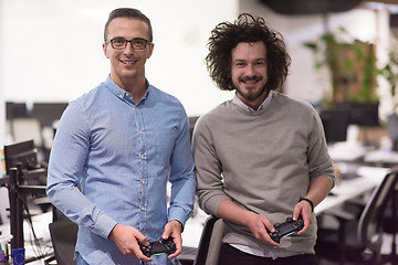 Image showing startup Office Workers Playing computer games