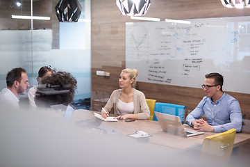 Image showing Startup Business Team At A Meeting at modern office building