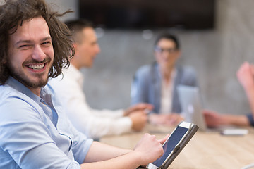 Image showing Startup Business Team At A Meeting at modern office building