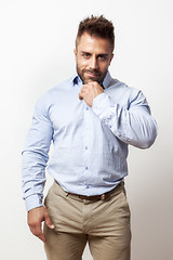 Image showing bearded man open shirt