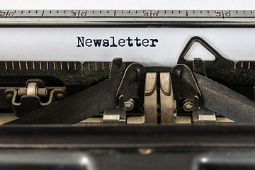 Image showing Vintage typewriter with word newsletter