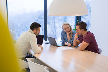 Image showing Startup Business Team At A Meeting at modern office building