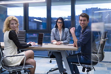 Image showing Startup Business Team At A Meeting at modern office building