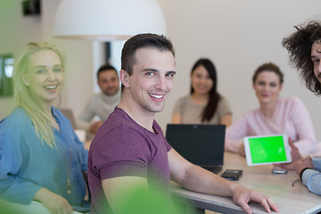 Image showing Startup Business Team At A Meeting at modern office building