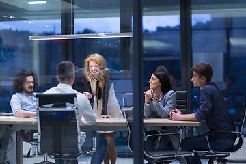 Image showing Startup Business Team At A Meeting at modern office building