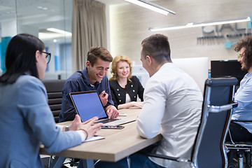 Image showing Startup Business Team At A Meeting at modern office building