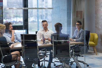 Image showing Startup Business Team At A Meeting at modern office building