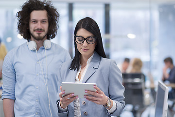 Image showing Business People Working With Tablet in startup office