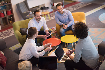 Image showing Startup Business Team At A Meeting at modern office building