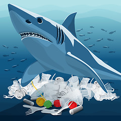 Image showing Environment Pollution Illustration And Shark