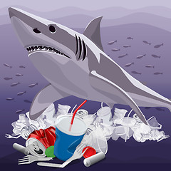 Image showing Environment Pollution Illustration And Shark