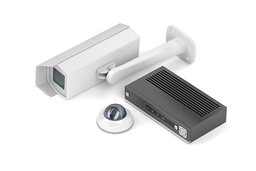 Image showing Digital video recorder and surveillance cameras