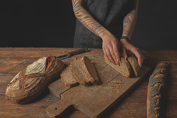 Image showing Sliced bread on a board