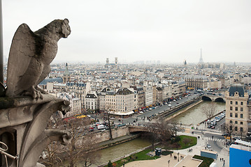 Image showing Gargoyles of Paris on Notre Dame Cathedral church